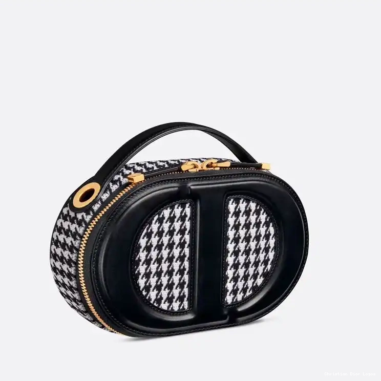 Cheap Houndstooth Bag Oval Dior Cotton Black Camera Motif CD Signature 0630 Luxury